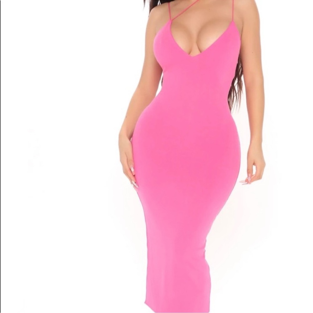 FASHION NOVA Indi Double Lined Midi Dress Fuchsia NWT - Picture 2 of 8